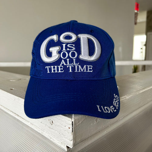 God Is Good All The Time Blue Velcroback Hat