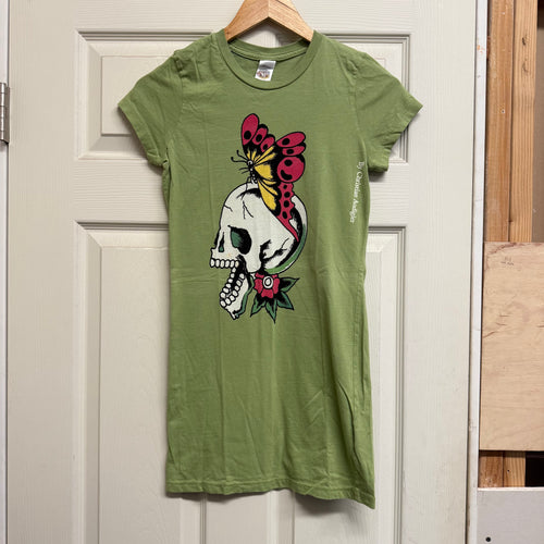 Y2K Ed Hardy Skull & Butterfly Women's Tee Size S