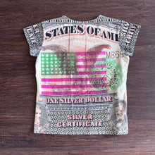 Load image into Gallery viewer, Y2K &#39;Miss Sixty&#39; USA Dollar Bill Eagle AOP Top Size M