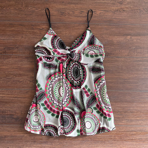 GA Y2K 'daytrip' Multicolor Paisley Mesh Babydoll Cami Size M